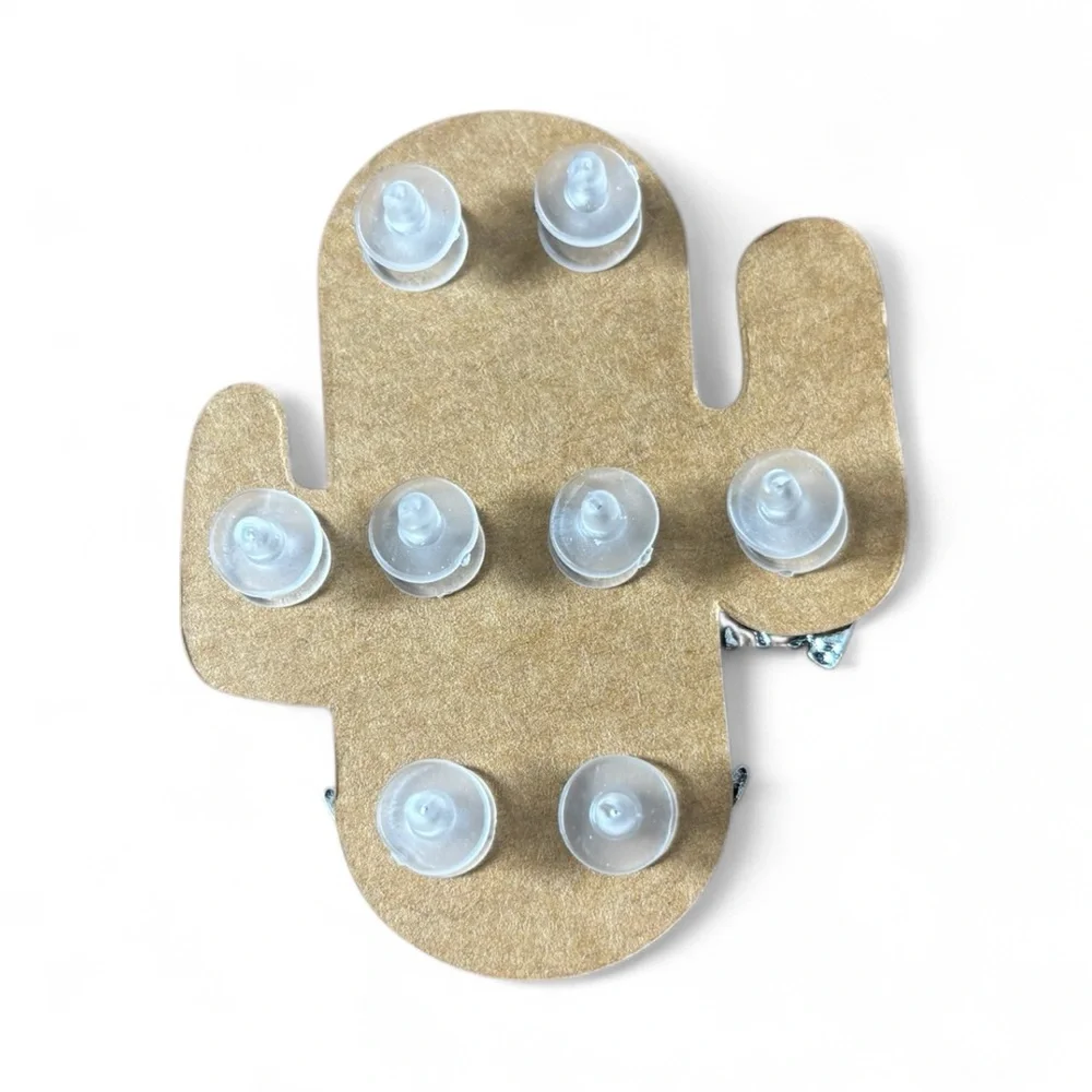 Turquoise and Silver Western Rodeo Earrings Set, horse shoe, cow skull
